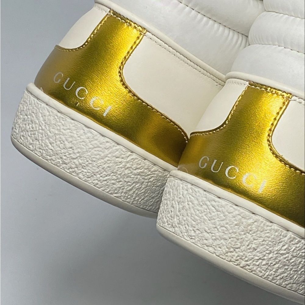 GUCCI Calfskin Ace Gucci Band Mens High Top Sneakers size 9.5/ US size 10.5 - Picture 6 of 14